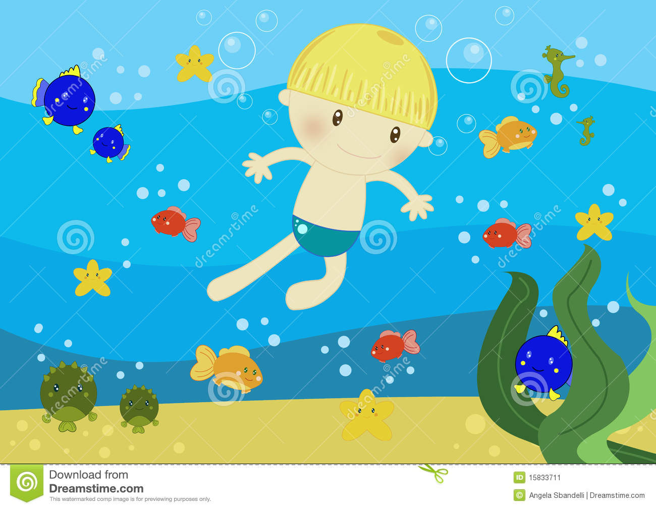 Swimming In The Ocean Clipart.