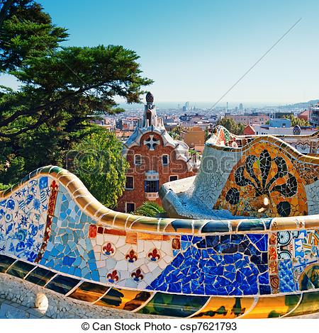 Stock Photos of Park Guell, Barcelona.