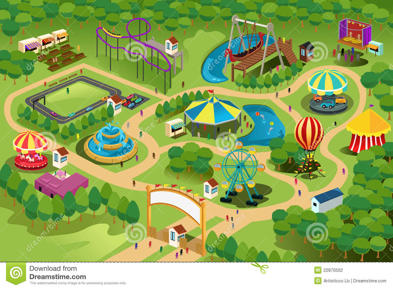 Amusement Park Clipart Map.