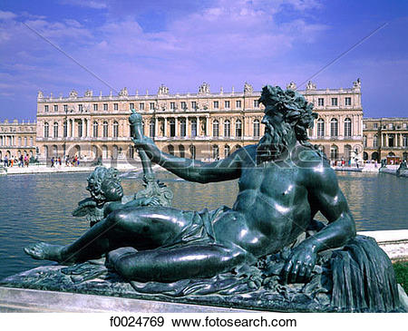 Stock Photograph of France, Versailles, Parterre d'Eau in the.