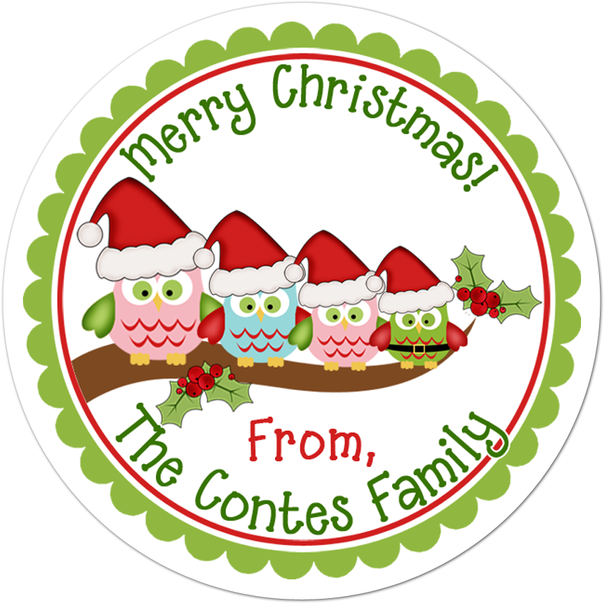 Owl Family Personalized Sticker Christmas Stickers Clipart.