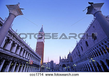 Stock Photo of Italy Venice Piazzetta San Marco and the Campanile.