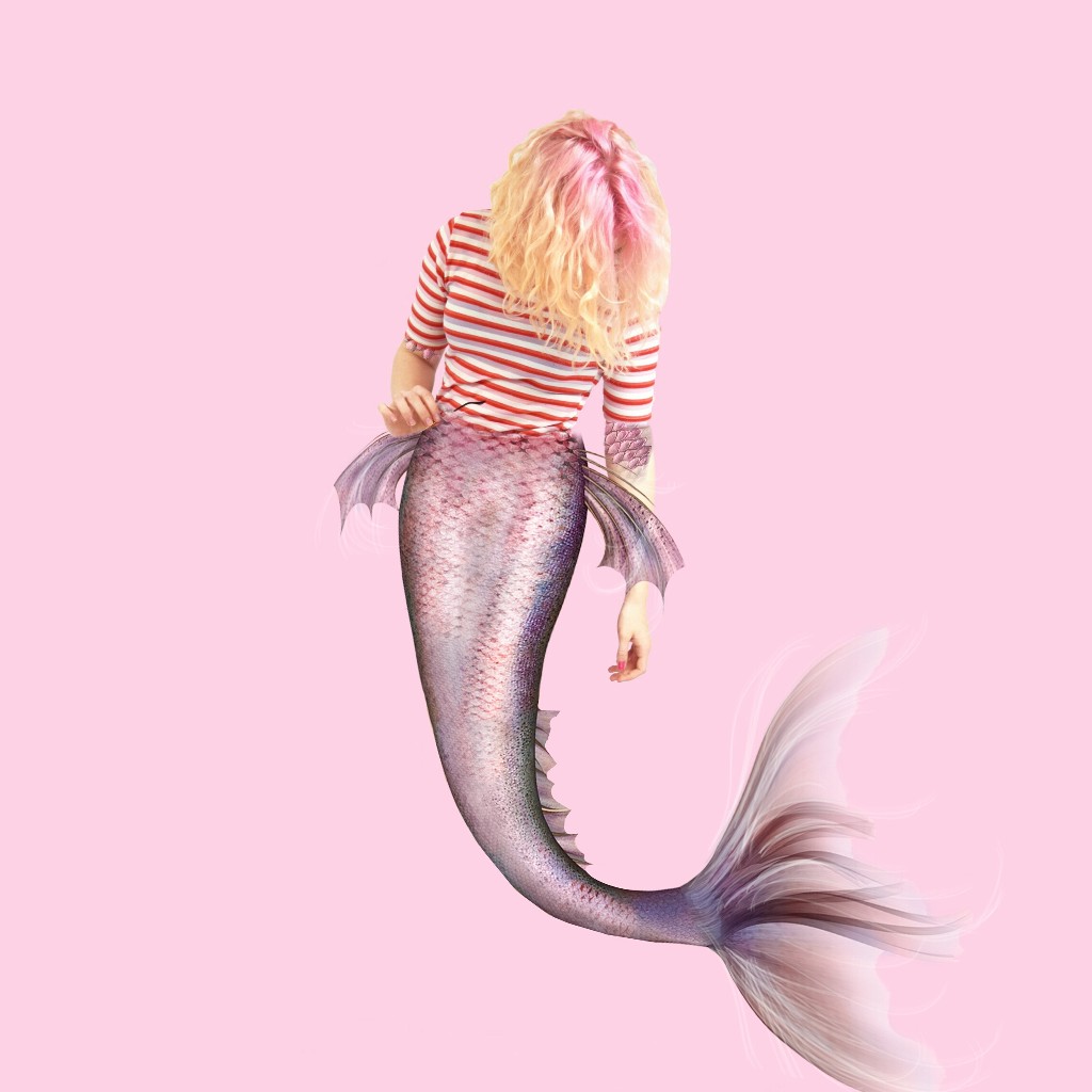 FreeToEdit edited girl Pink mermaid clipart.