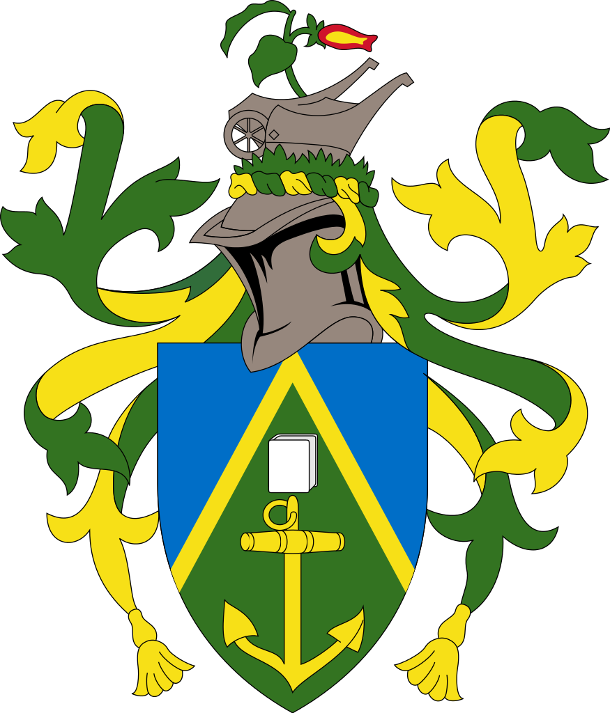 Flag and coat of arms of the Pitcairn Islands.