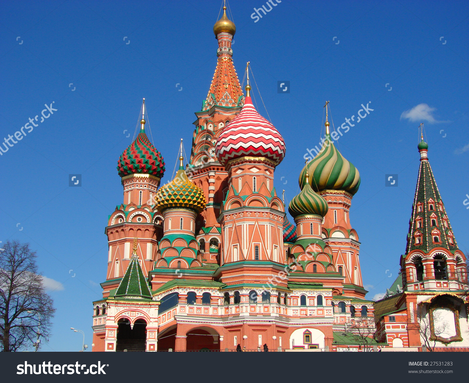 Traditional Russian Architecture Pokrovsky Cathedral On Stock.