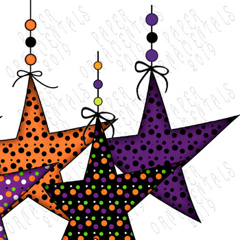 Clip Art or Clipart: Halloween Polka Dot Hanging Prim Stars.