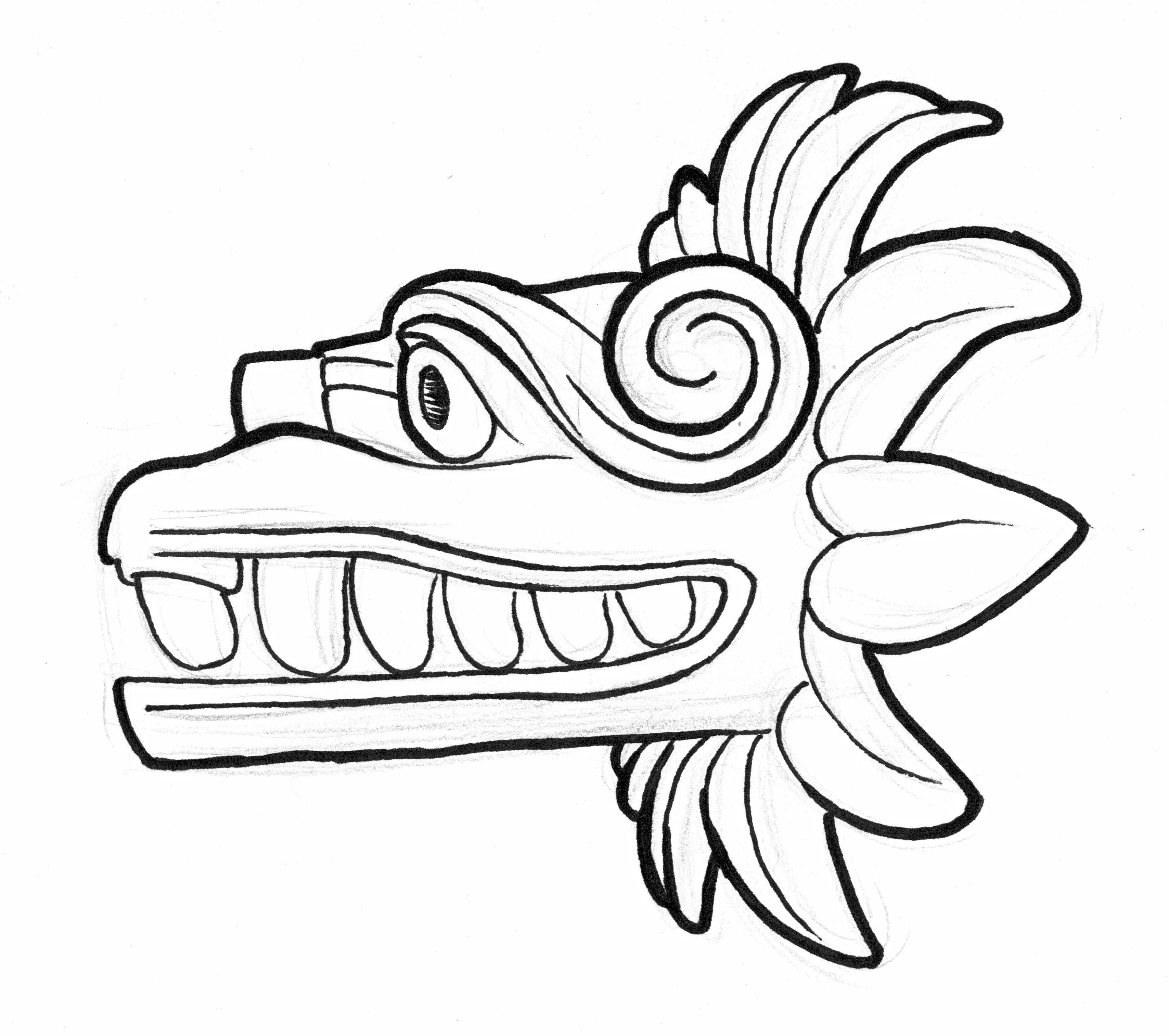 Related Keywords & Suggestions for Quetzalcoatl Aztec Drawing.