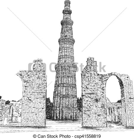 Vector Clip Art of Qutub Minar Vector Illustration.