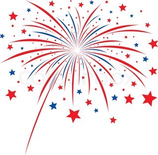 Red white and blue fireworks clipart.