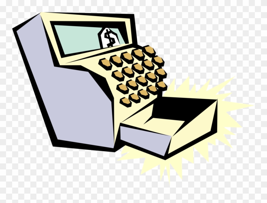 Vector Illustration Of Cash Register For Registering Clipart.