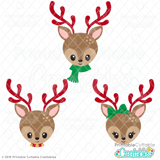 Christmas Reindeer Face SVG Files.