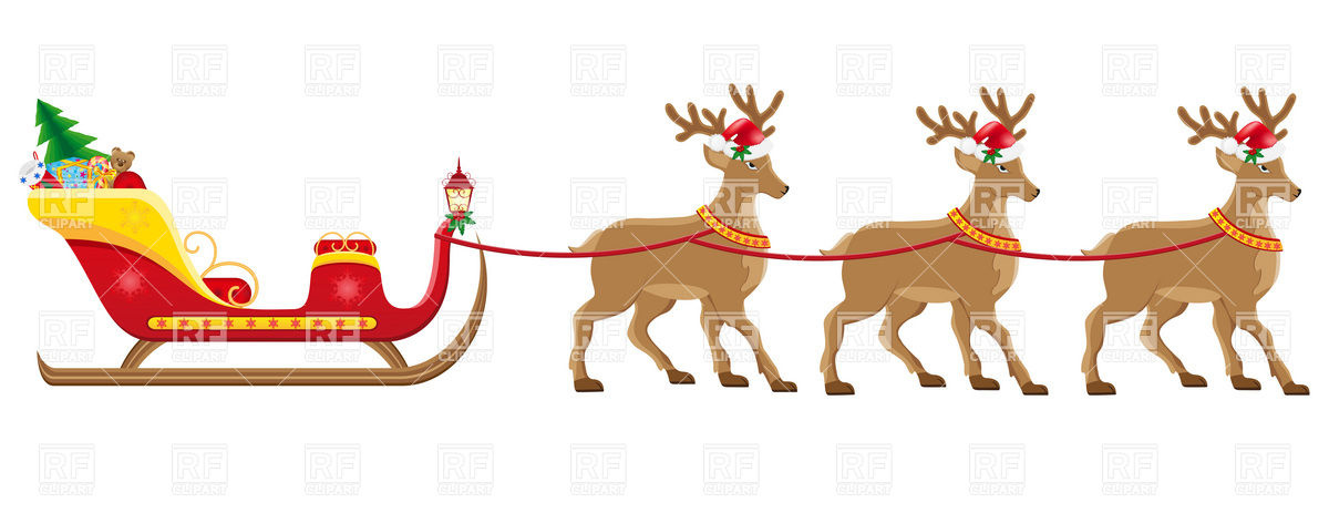 Clipart Santa Sleigh And Reindeer.