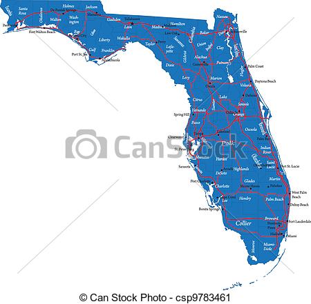 Florida road map Vector Clip Art EPS Images. 32 Florida road map.