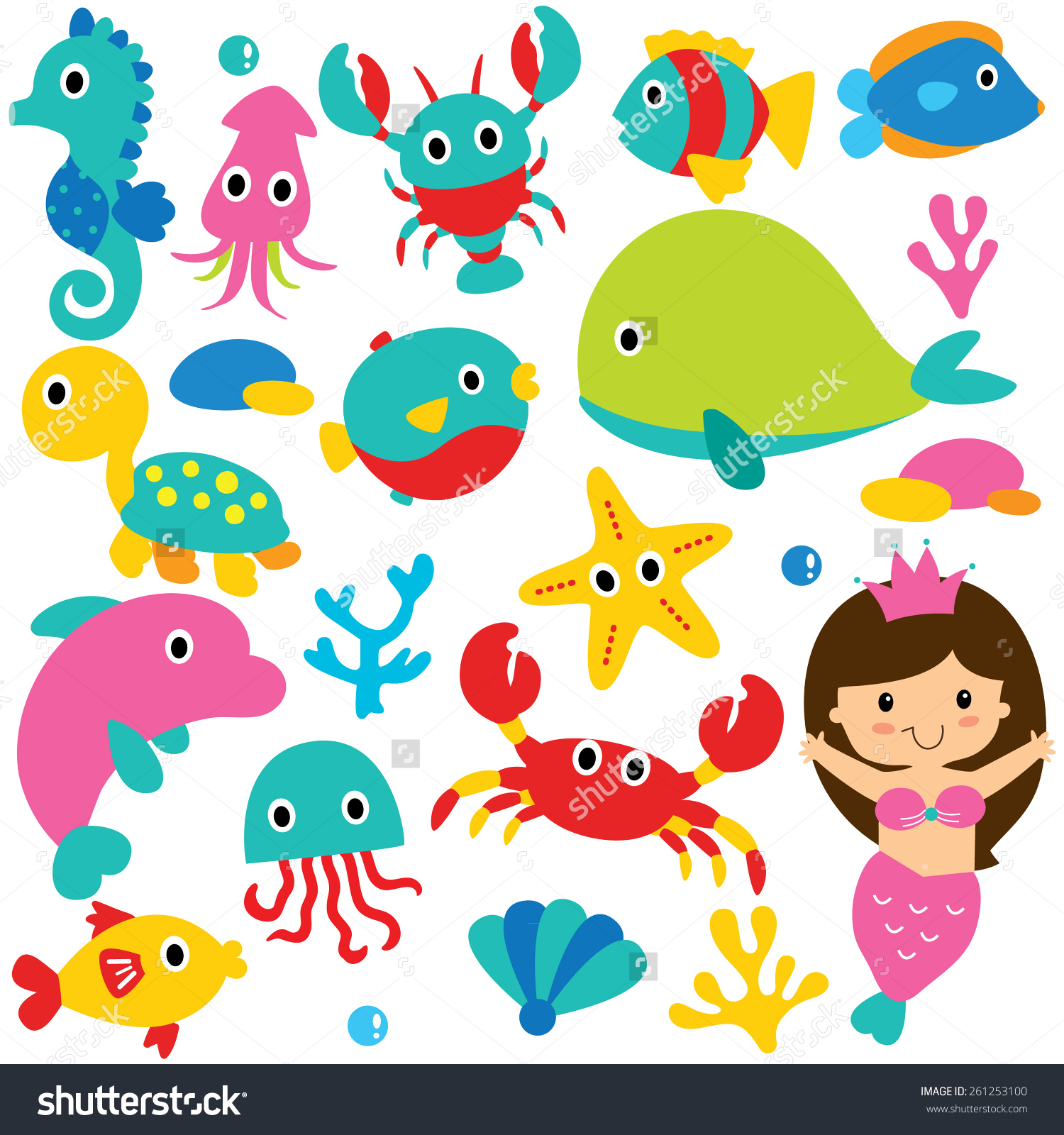 Cute sea animal clipart.