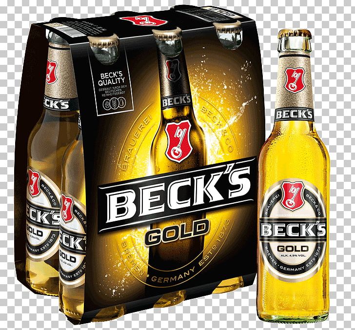 Beck\'s Brewery Beer Bottle Pilsner Six Pack Rings PNG.