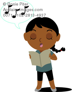 Dark skin girl singing clipart.