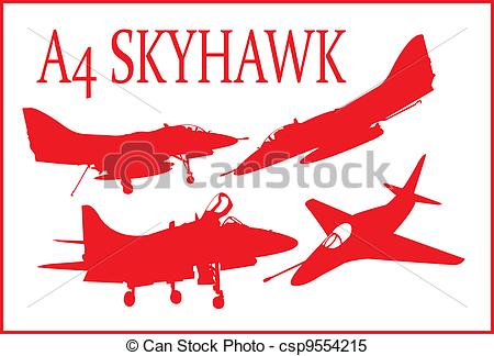 Clipart Vector of A4 fighter plane..