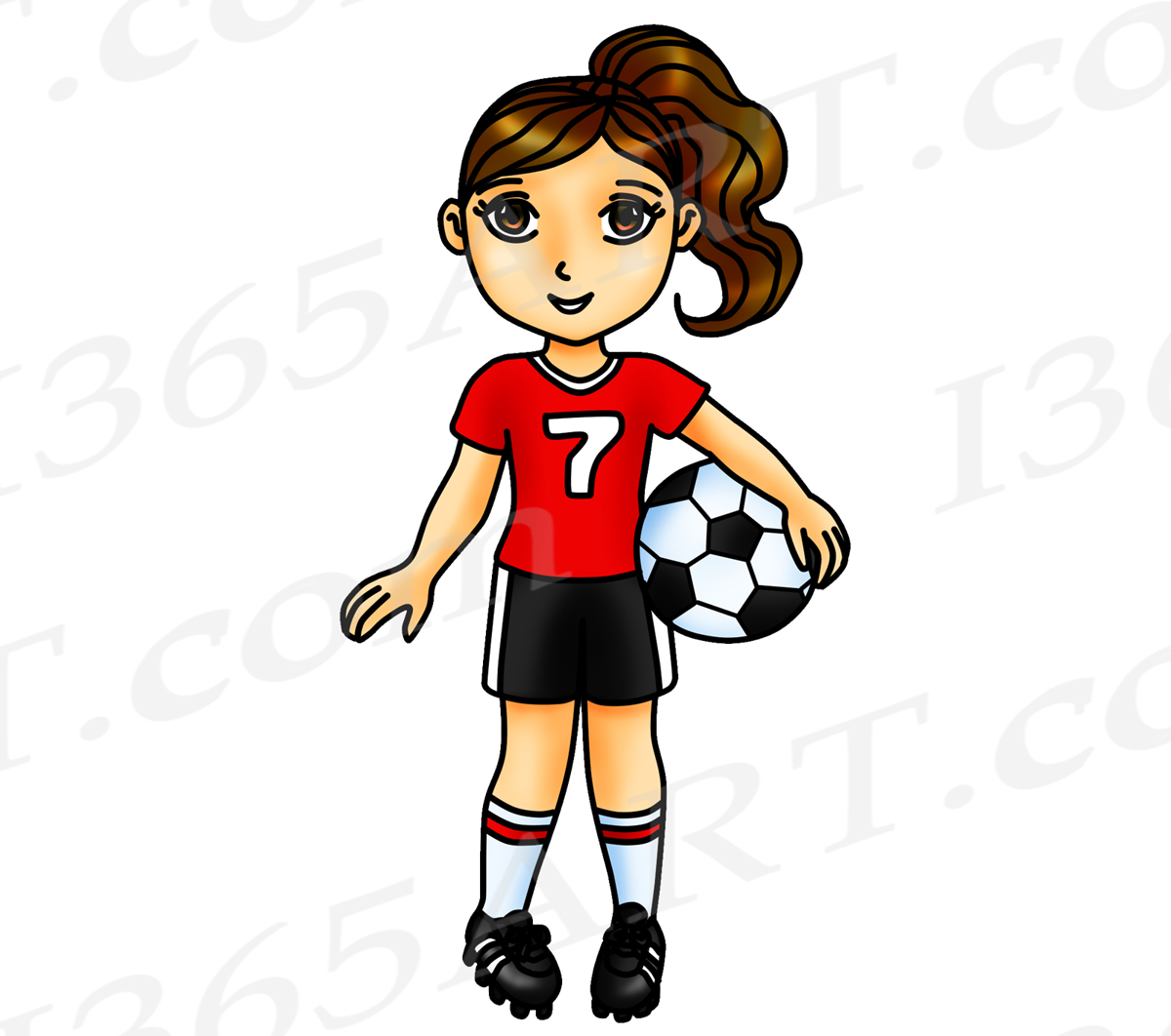 Soccer Clipart, Red Soccer Girl Clipart, Sports Clip Art, Red Team, World  Cup, Planner Stickers.