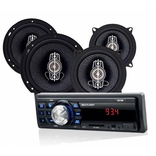 Audio : Kit Som Automotivo Multilaser Mp3 One USB + 2 Pares.