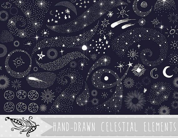 Stardust Clip Art Doodle Stars clipart Celestial Galaxy by.