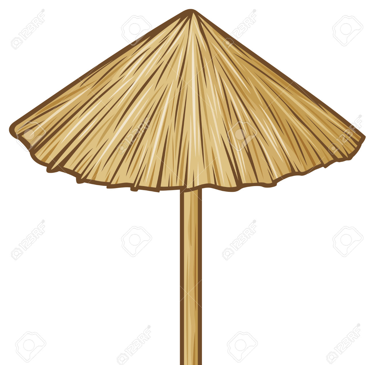 Straw Umbrella Wooden Sunshade, Beach Umbrella Royalty Free.