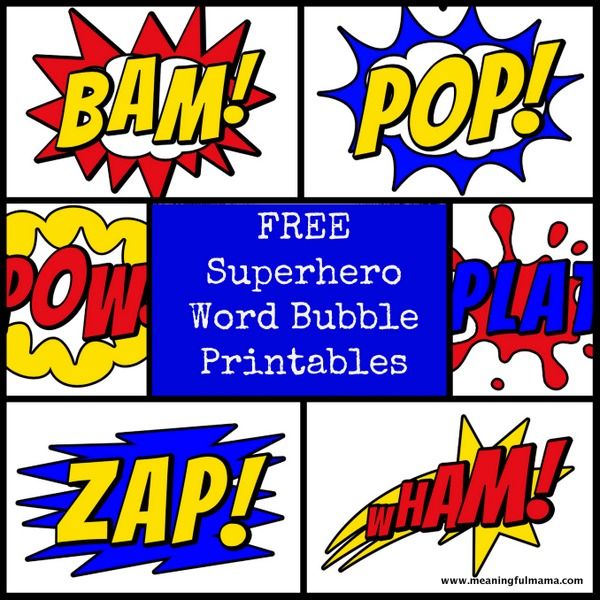 Free Superhero Word Bubble Printable.