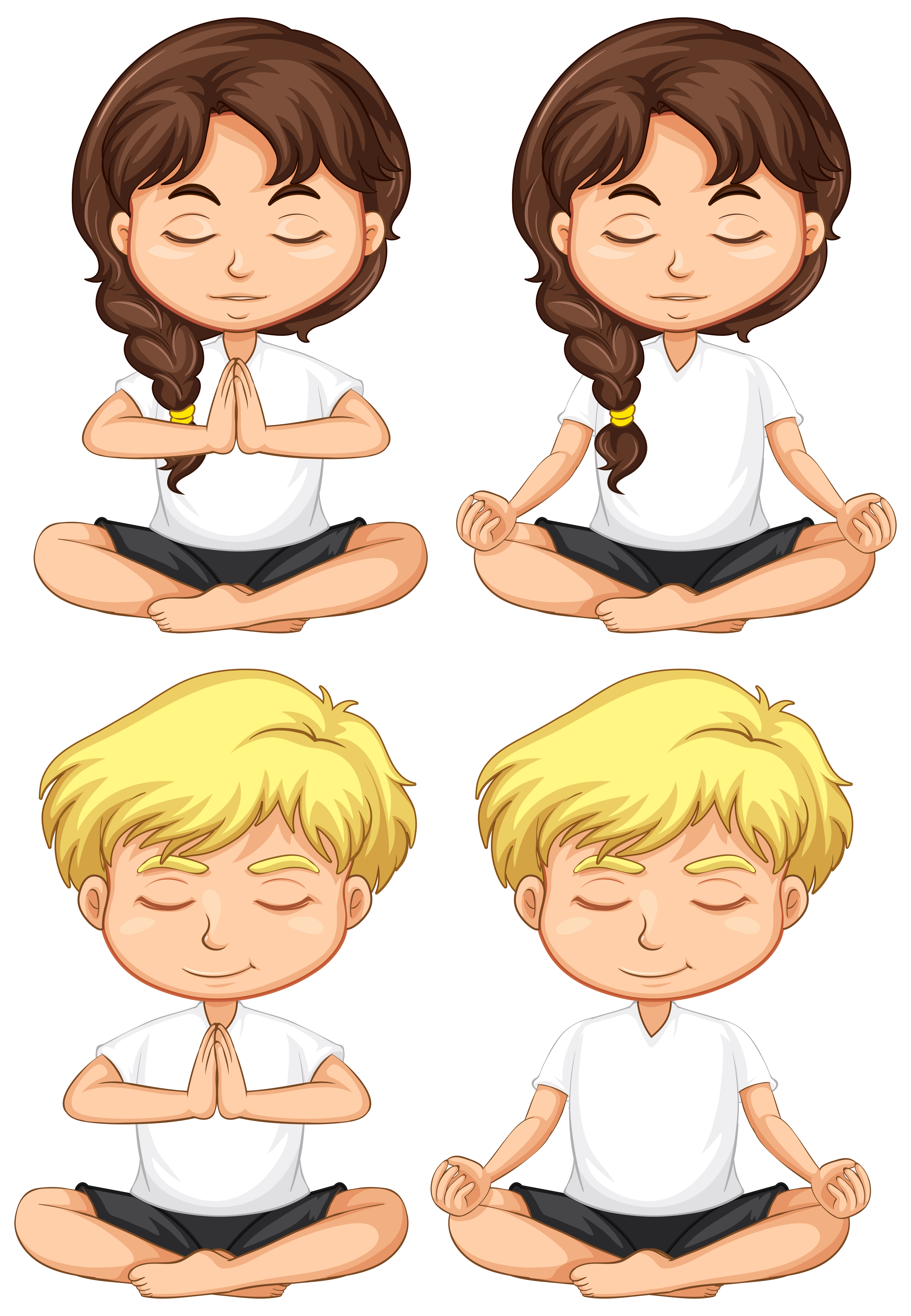 Kids Meditation Free Vector Art.