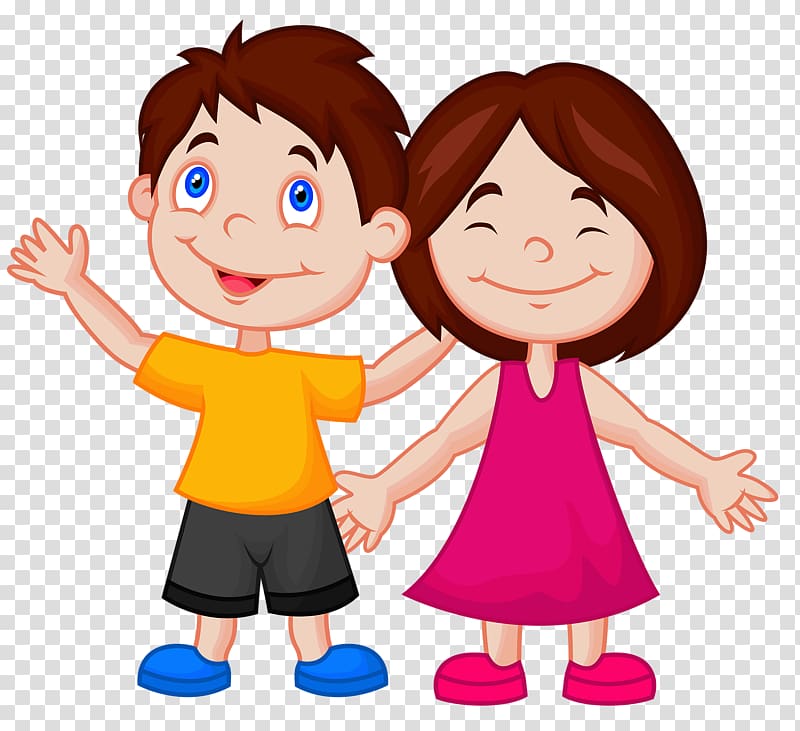 Cartoon , Two children transparent background PNG clipart.