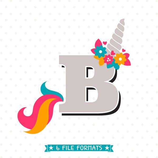 Letter B Unicorn SVG file.