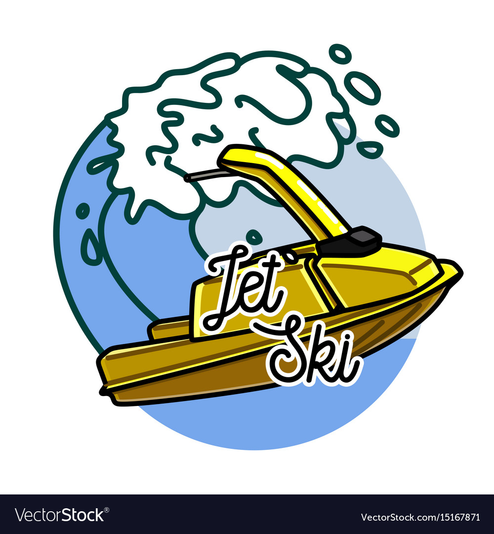 Color vintage jet ski emblem.