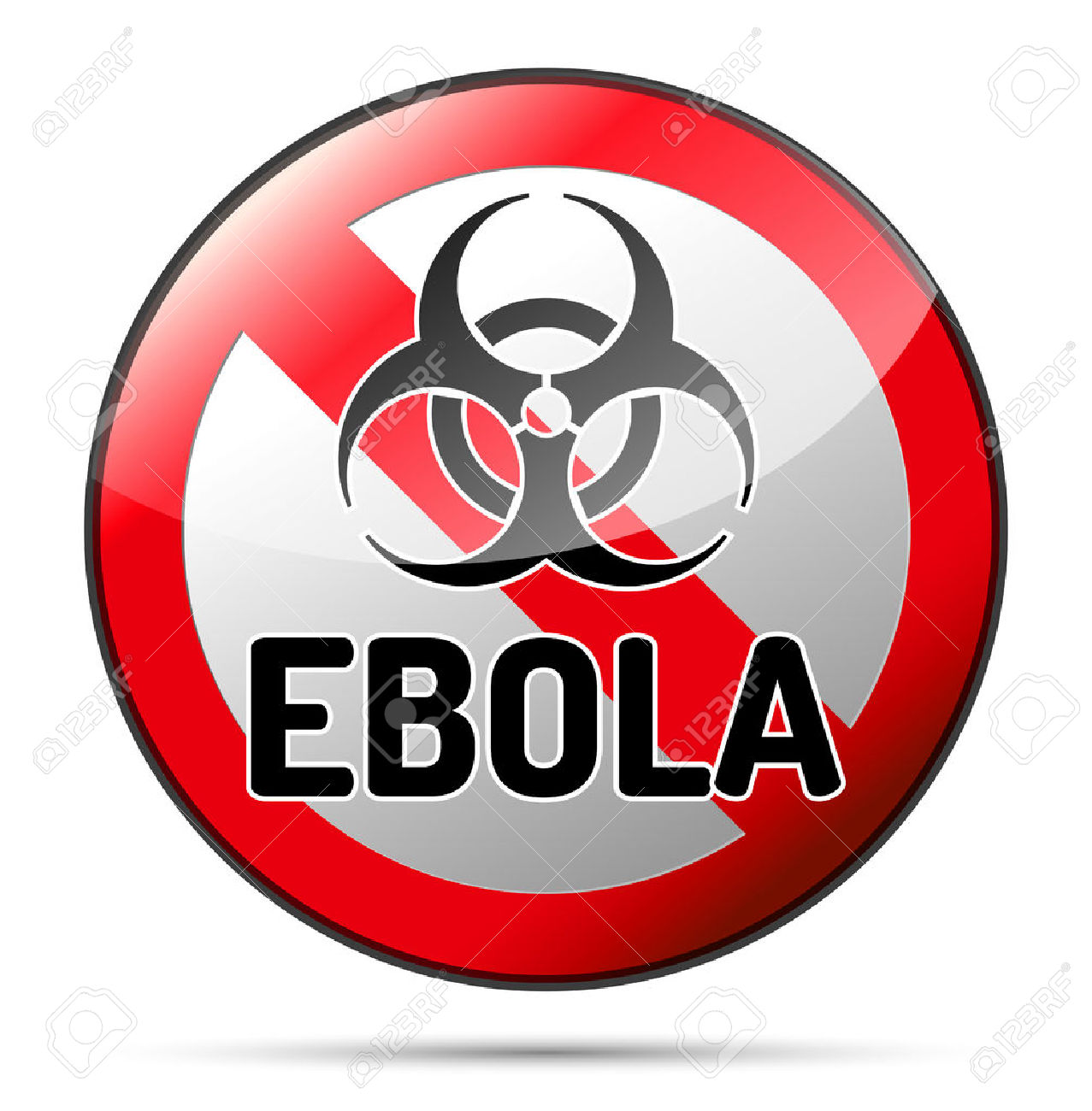 Ebola Biohazard Virus Danger Sign With Reflect And Shadow On.