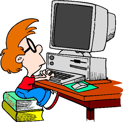 Boy Looking At Computer Clipart.