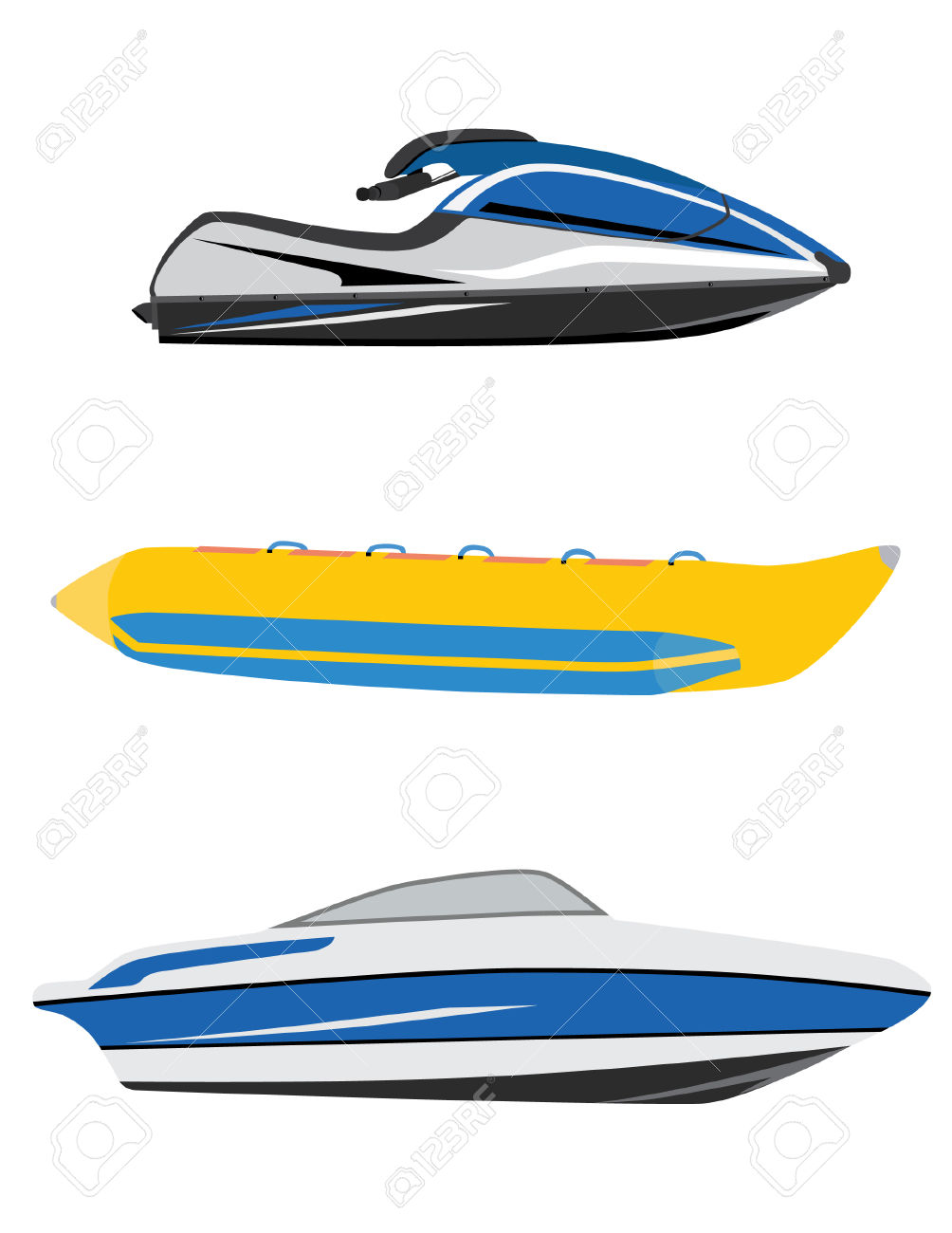 Water Transport Banana Boat, Luxury Boat And Water Scooter, Jet.