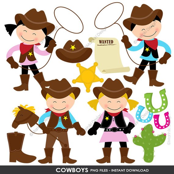 Cowboy Clipart, Cowgirl Clip Art, Wild West, Western Clipart.