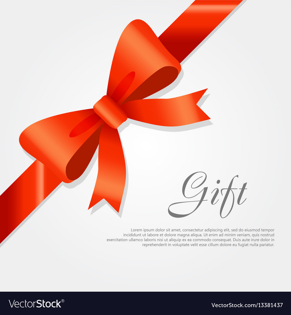 Gift red wide ribbon bright bow with two petals.