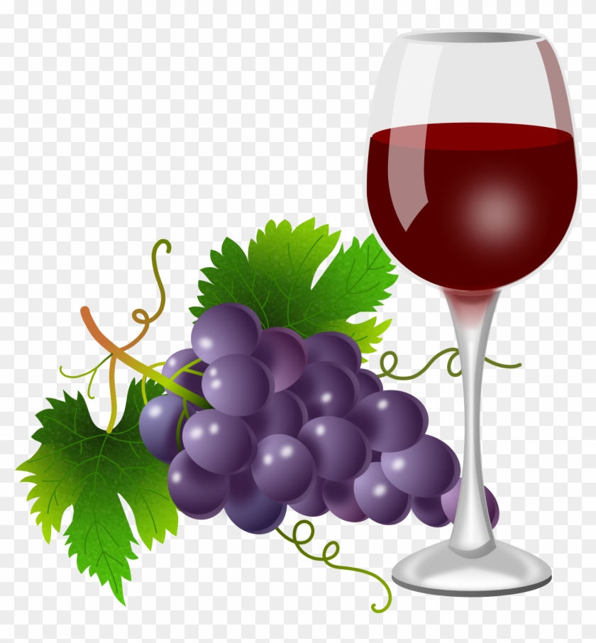 Purple Grapes And Wine Glass.