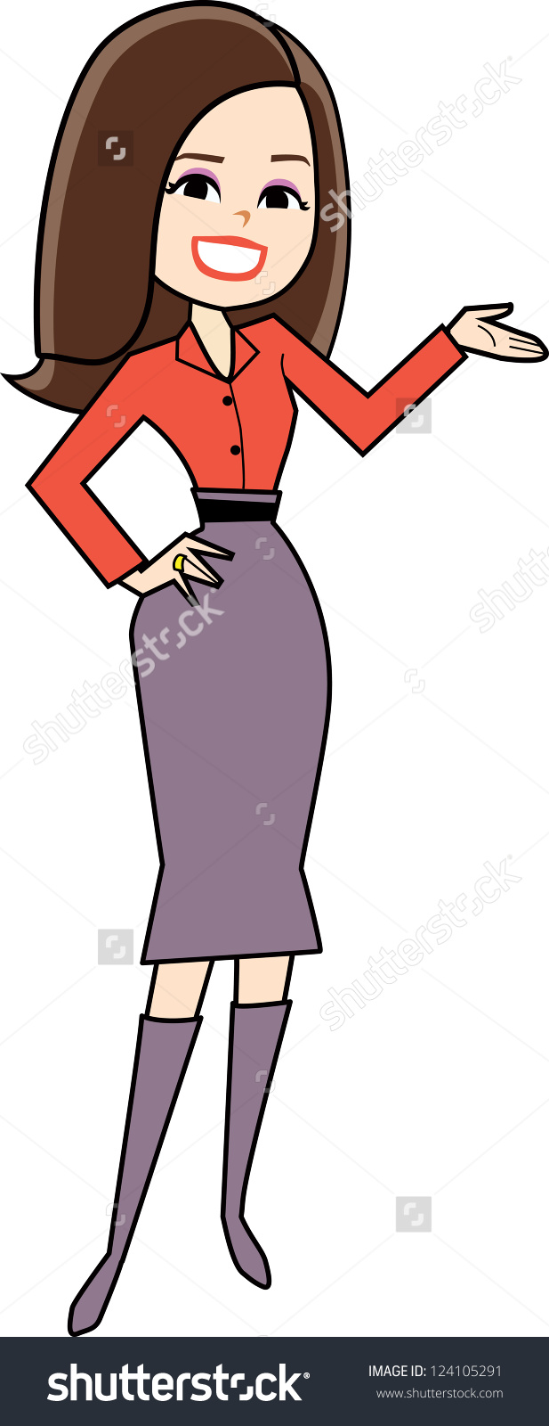 Cartoon Woman Clipart Retro Style Drawing Stock Vector 124105291.