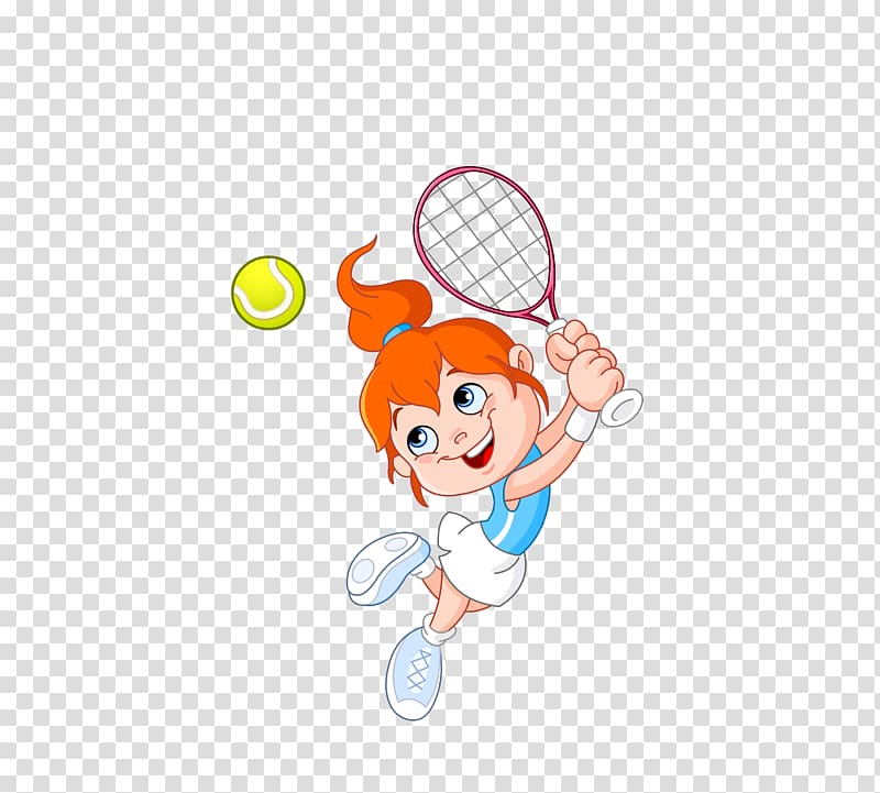 Tennis Girl Racket Cartoon, girls play tennis transparent.