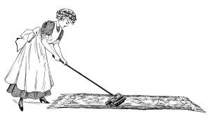 Cleaning Day Lady Vacuuming ~ Free Vintage Clip Art.