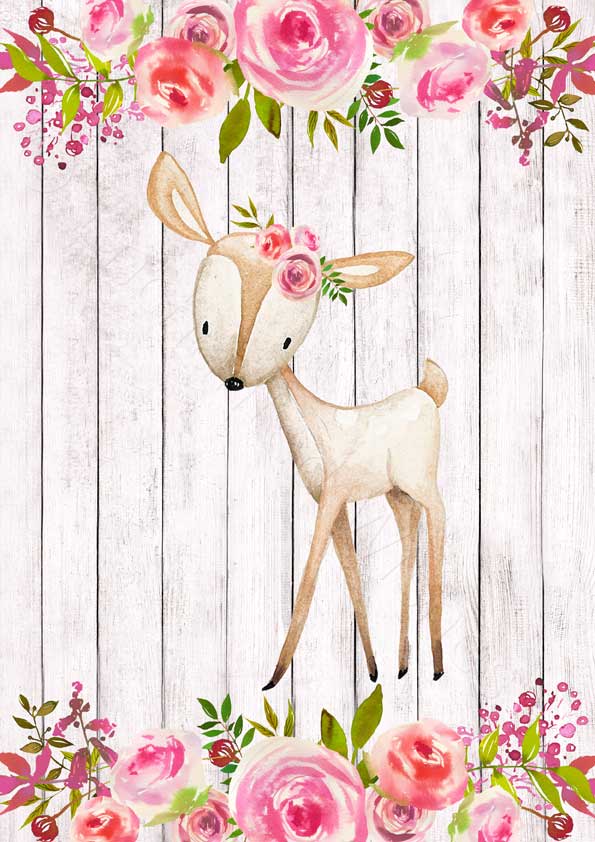 Set of 4 Floral Woodland Animal Printables.