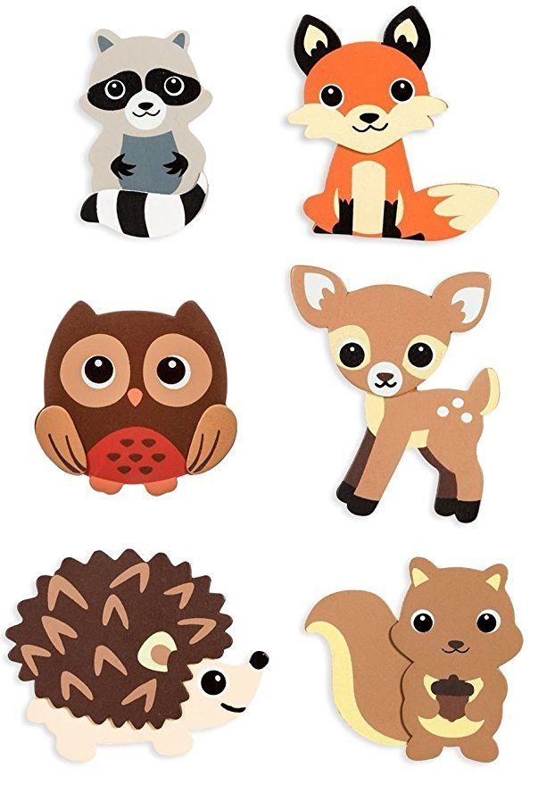 Natural Wood Painted Woodland Creatures Cutouts.