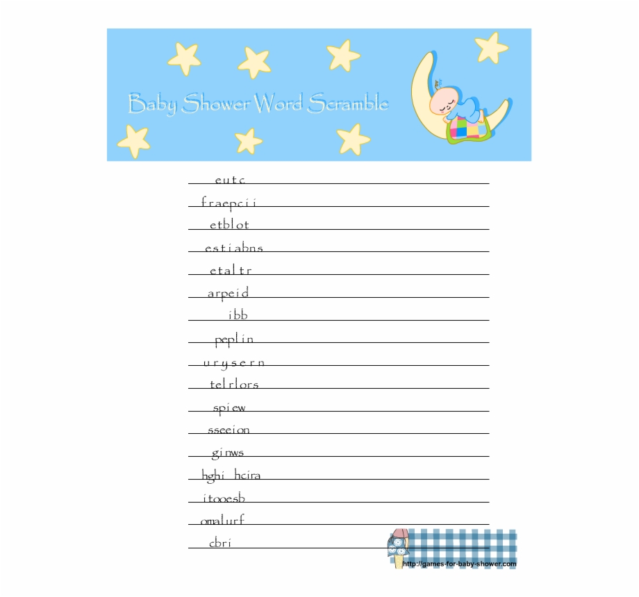 Free Printable Baby Shower Word Scramble 131788.