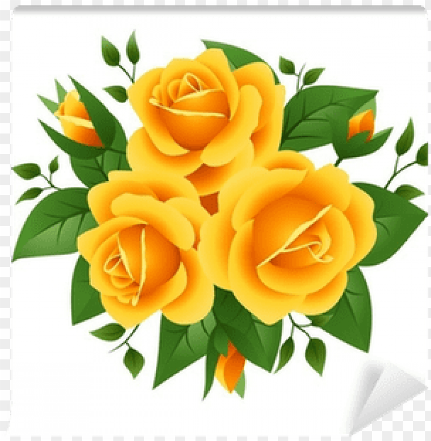 three yellow roses.