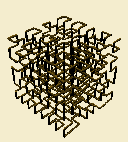 3D Hilbert Curve rendered in Interactive L-System builder.