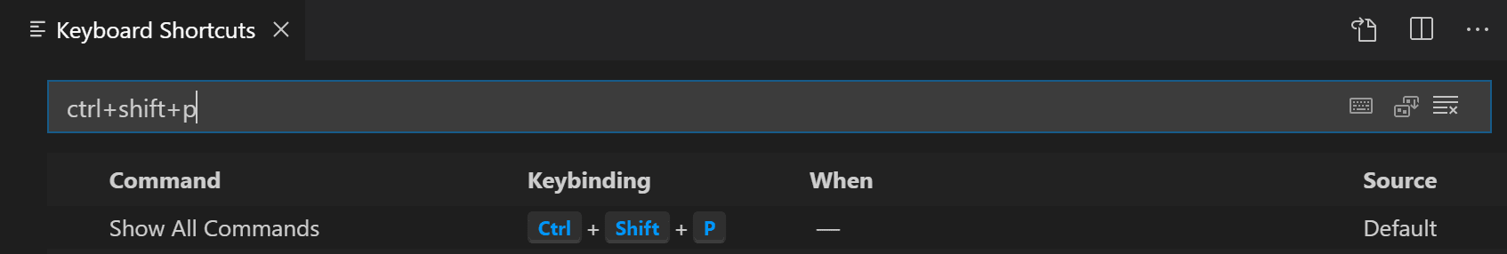 Key bindings quick outline