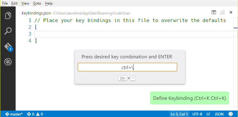 key binding widget