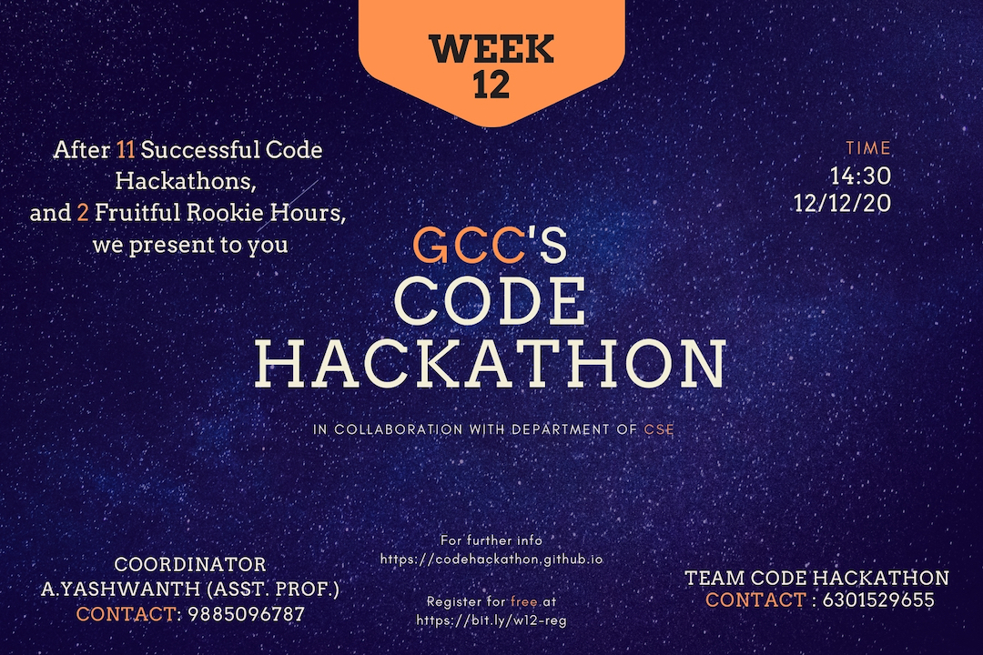 Code Hackathon Week #12 Poster