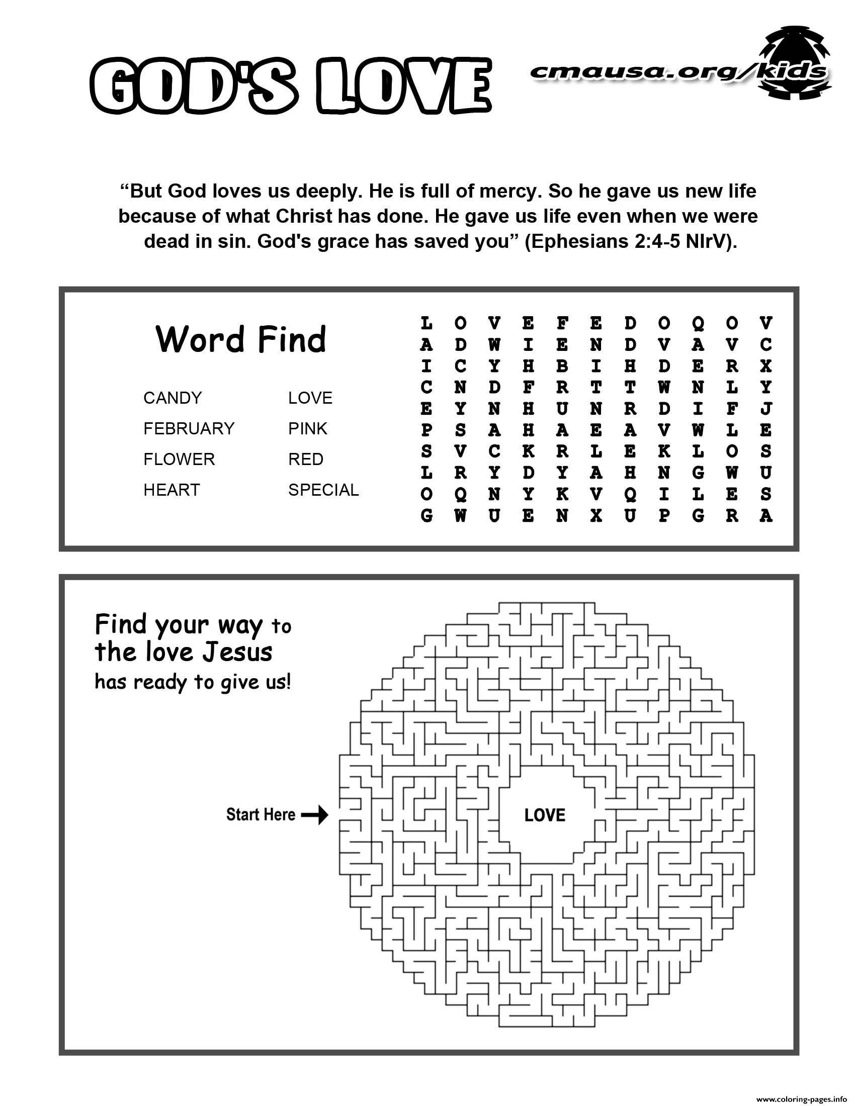 Printable God Is Love Activity Sheet