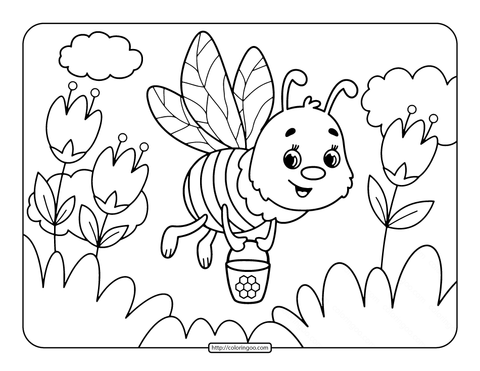 Bee Coloring Sheets For Kids Coloring Pages