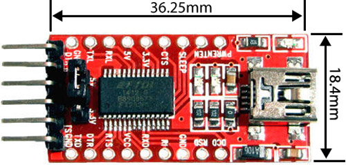 FT232RL USB TO TTL Converter Dimensions